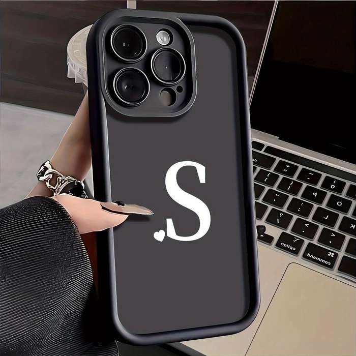 1Pc Black For iPhone 12 Pro Max English Letter Pattern Phone Case