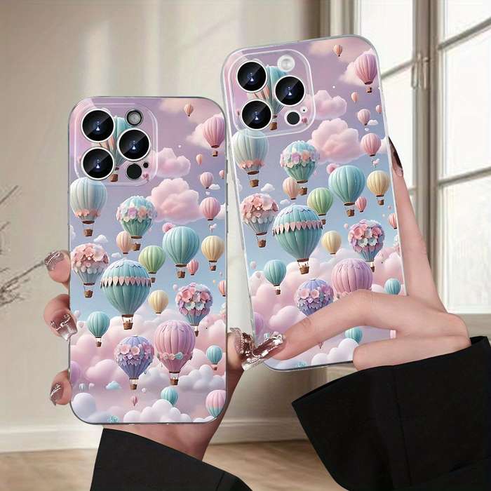 1Pc Transparent For iPhone 15 Hot Air Balloon Phone Case