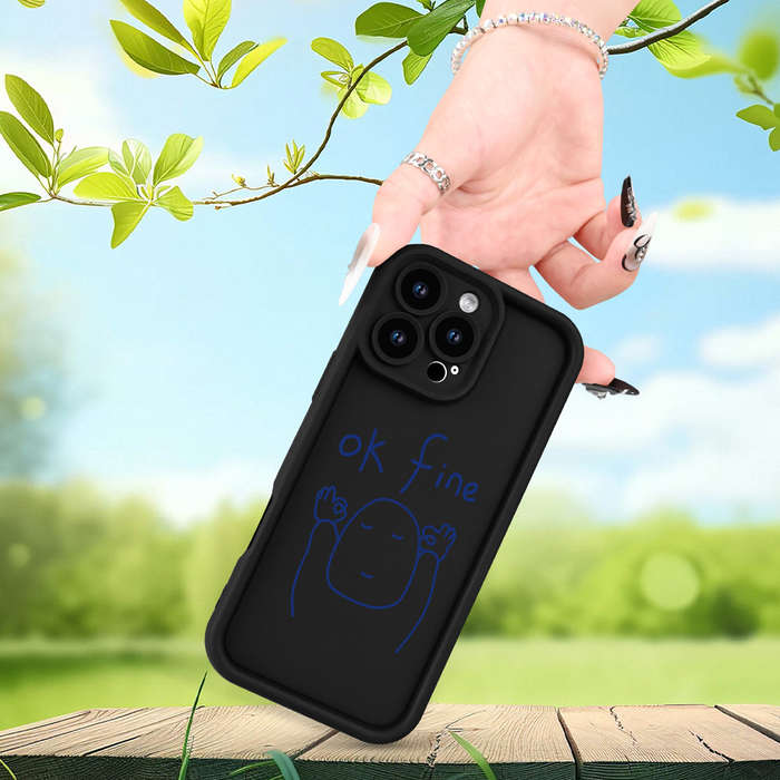 1Pc Black For iPhone 8 Plus English Line Pattern Phone Case