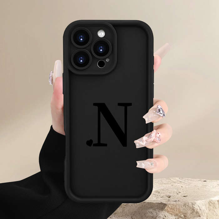 1Pc Black For iPhone XR Letter N Phone Case