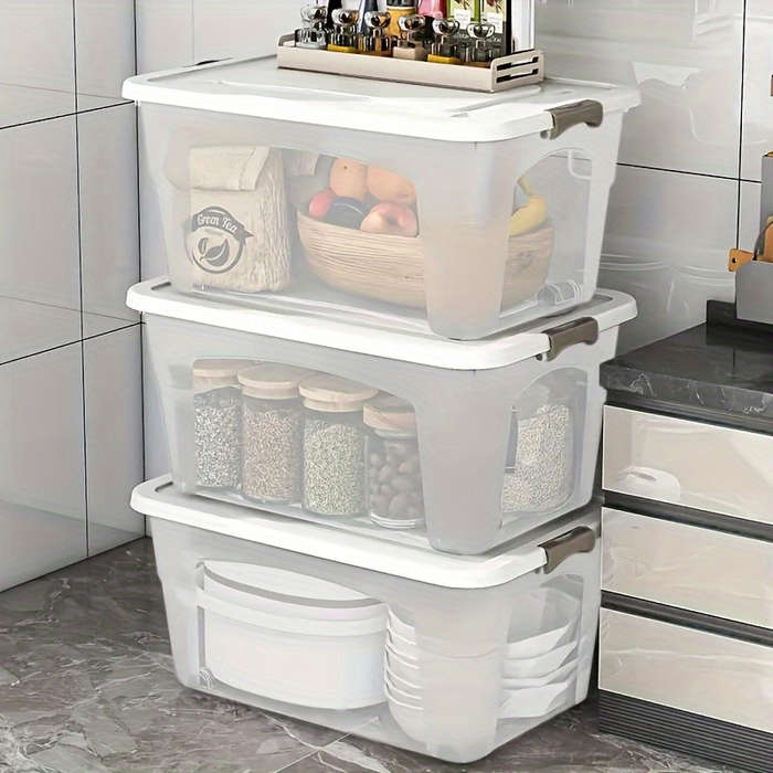 Storage And Organizationcolor Transparent White Style  With Handle And No Wheels