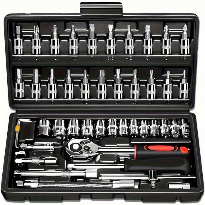Screwdriver Bit Tool Set Color Portable Tool Set  46 Pieces Red Size Gb46And3 7564 3