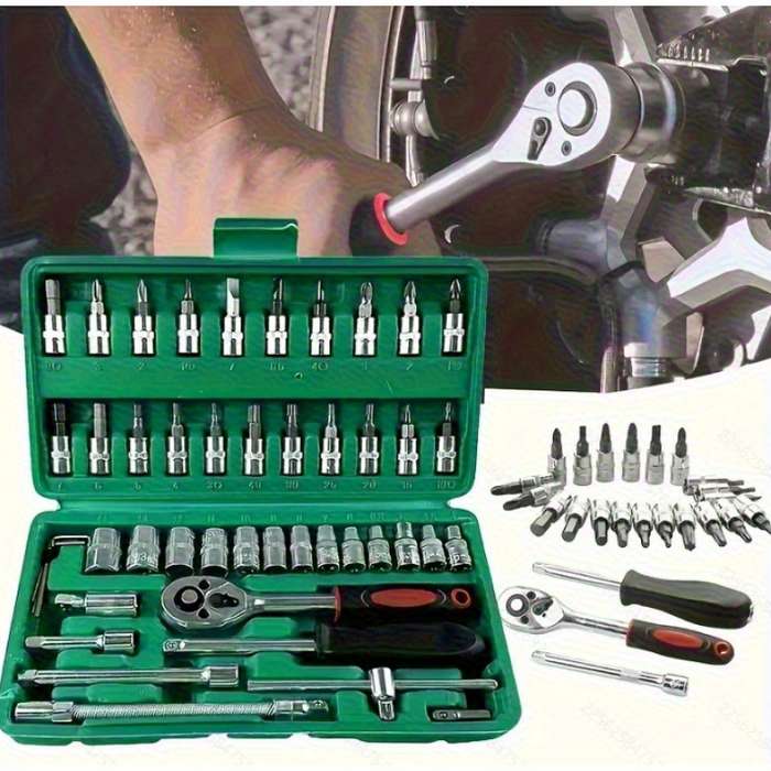Screwdriver Bit Tool Set Color Portable Tool Set  46 Pieces Red Size Gb46And3 7564 3