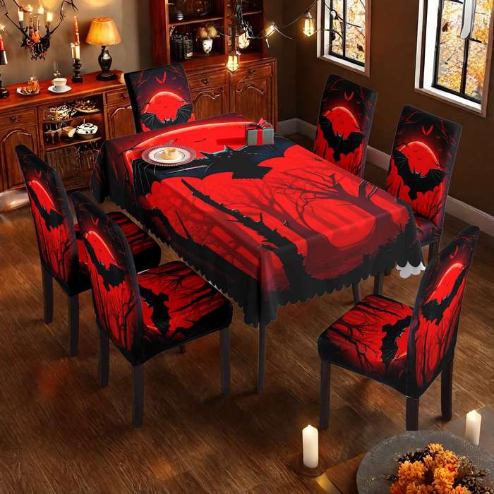 Halloween tablecloth decoration Reddish Black Quantity 6pcs