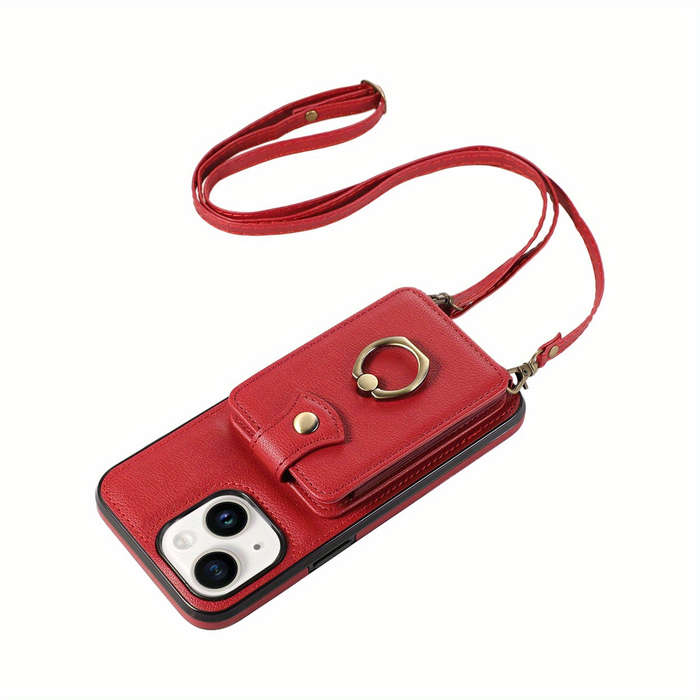1Pc Red For iPhone 14 Protective Case Wallet Phone Case