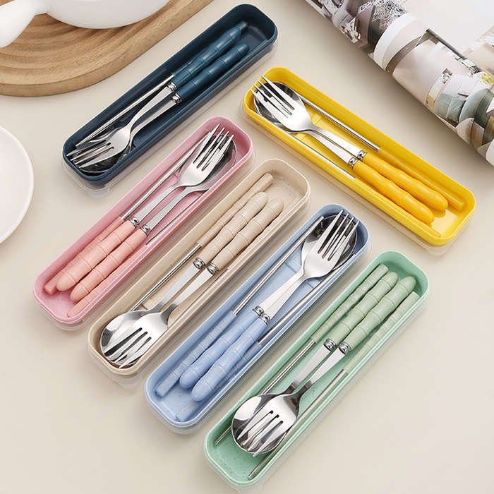 3pcs Stainless Steel Cutlery Set 3pcs Stainless Steel Flatware Set Portable Cutlery Set with