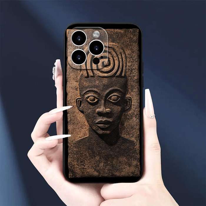 1Pc Black For iPhone 16 Vintage African Fabric Phone Case