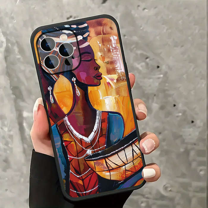 1Pc Black For iPhone 14 Pro African Women Portrait Phone Case