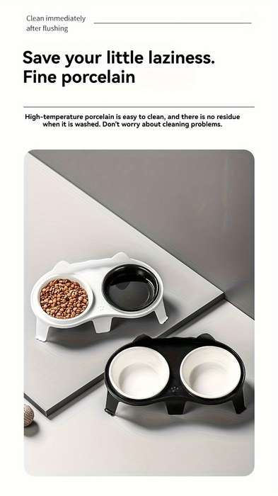 Pet Supplies Color White Stand Add  Black White Bowl