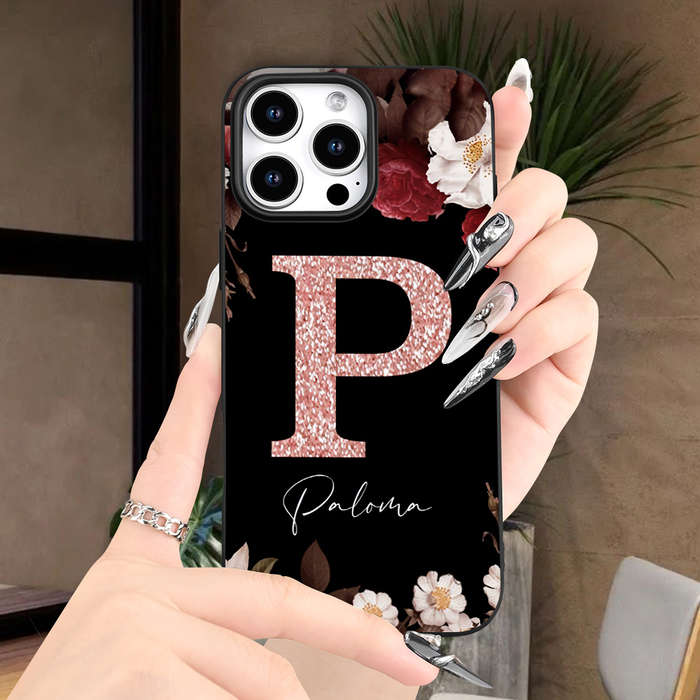 1Pc Black For iPhone X Floral Pattern Phone Case