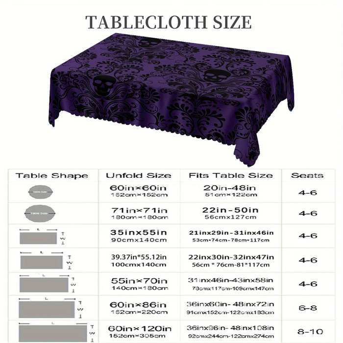 Halloween tablecloth decoration size  152cm x 152cm or round
