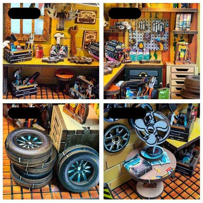 Building Toy Architectural Model Toy Set Style Yu Meng Auto Repair Shop