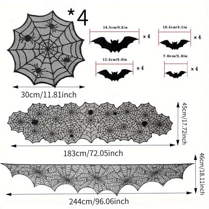 Halloween tablecloth decoration color Black Quantity 22pcs