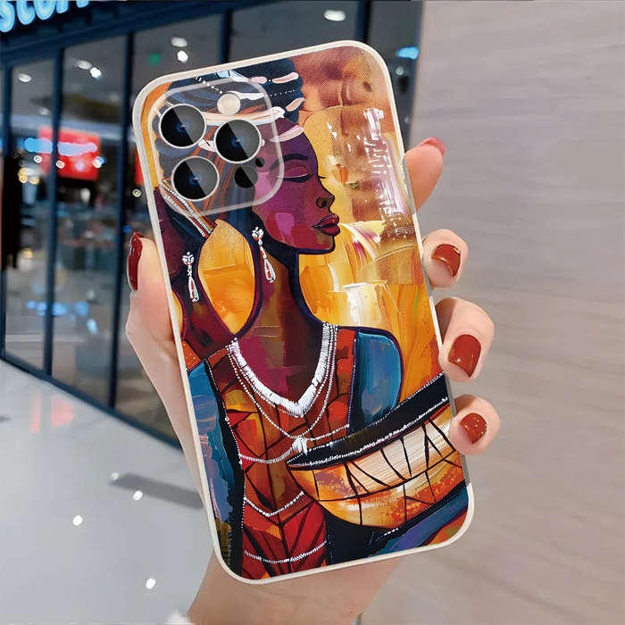 1Pc Black For iPhone 14 Pro African Women Portrait Phone Case