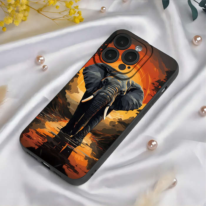 1Pc Black For iPhone X XS African Elephants Phone Case