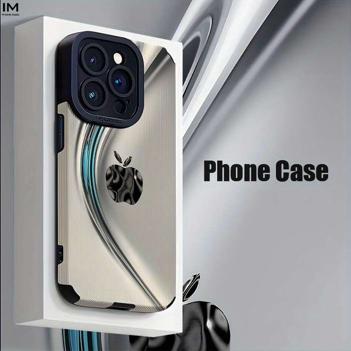 1Pc Black For iPhone 14 Plus Apple Logo Design Phone Case