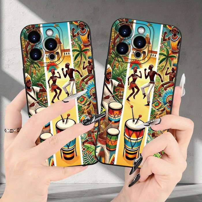 1Pc Black For iPhone 11 Pro Max African Cultural Patterns Phone Case