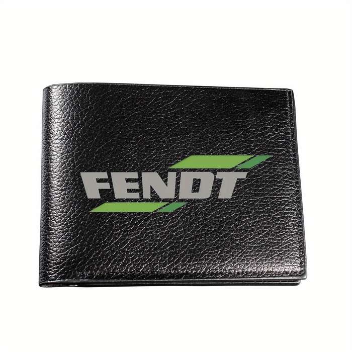 1pc Fendt Men's Faux Leather Bifold WalletBlack Crocodile Texture with Green Logo Multi-Card Sl