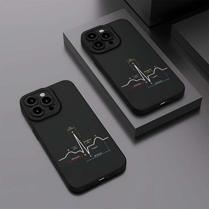 1Pc Black For iPhone 7 8 SE2 SE3 Heartbeat Pattern Phone Case