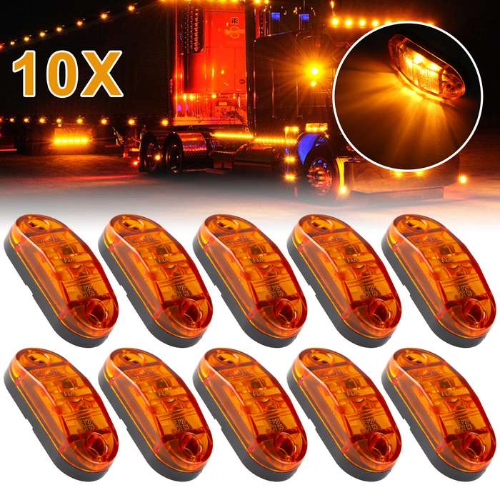 10pcs Amber LED Marker Lights for Trucks RVs & Trailers Amber Front & Side Indicat