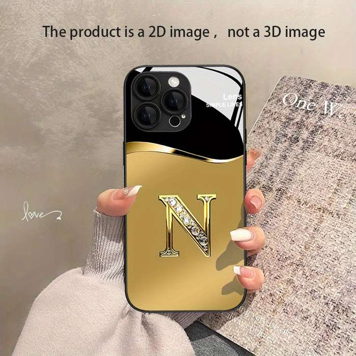 1Pc Mixed Color For iPhone 12 Mini Luxury Diamond Letter N Phone Case