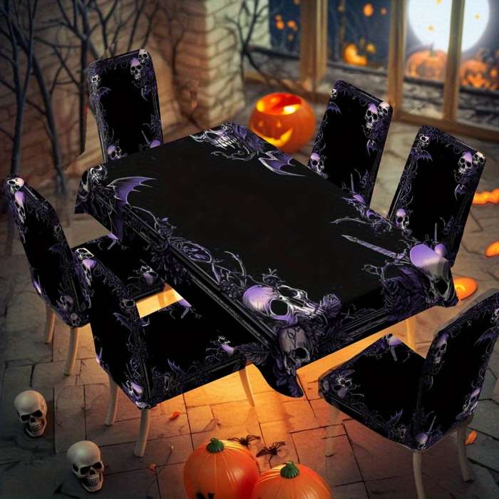 Halloween tablecloth decoration size 5pcs 1 tablecloth add 4 chair covers