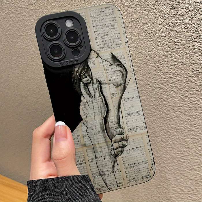 1Pc Mixed Color  For iPhone 13 Pro Max Couple Kissing Music Phone Case