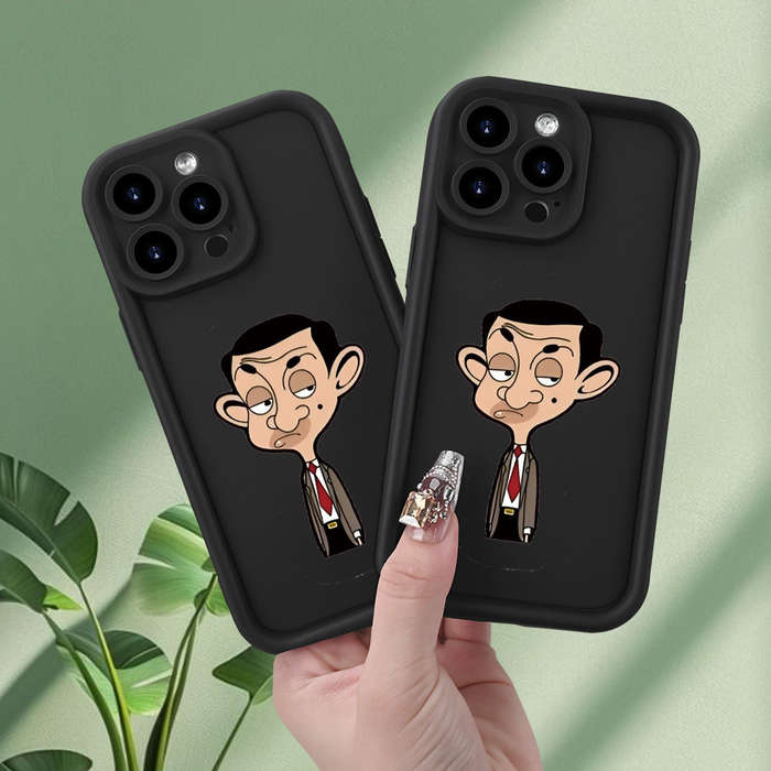 1Pc Black For iPhone 7 8 SE2 SE3 Mr Bean Pattern Phone Case