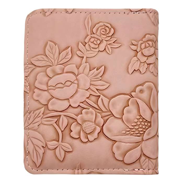 1pc Women's Pink Embossed Floral Zipper WalletLarge Capacity Card Holder with Chain Strap Elega
