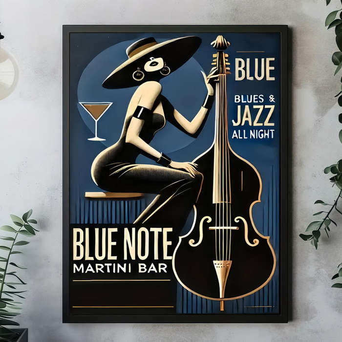 1pc  Vintage Blue Note Jazz Club Canvas Print Poster Frameless Wall Art Decor with Retro Style