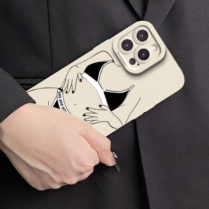 1Pc Beige For iPhone 12 Sexy Woman Patterned Phone Case