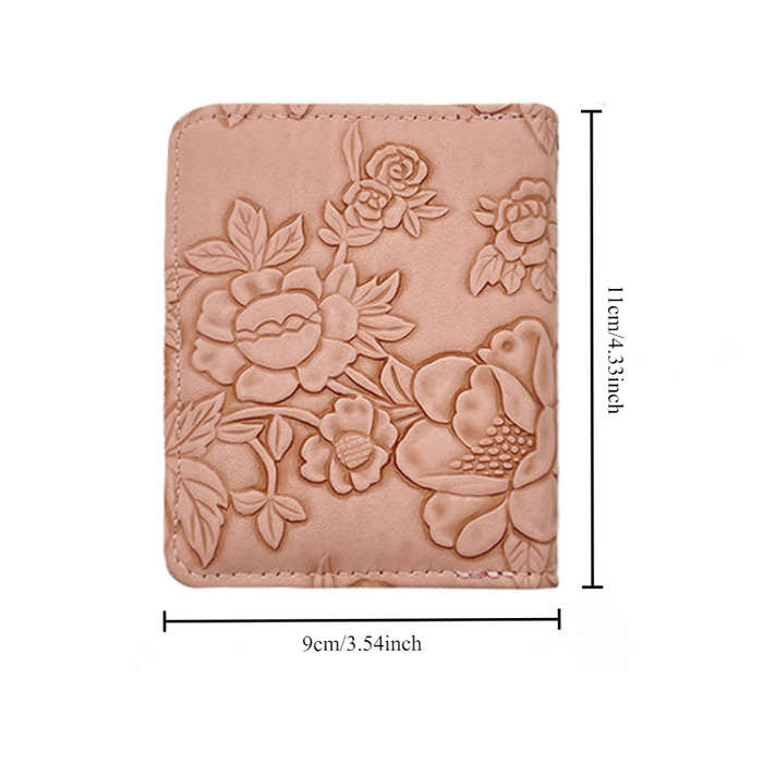 1pc Women's Pink Embossed Floral Zipper WalletLarge Capacity Card Holder with Chain Strap Elega