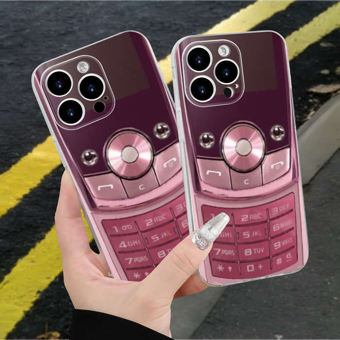 1Pc Transparent For iPhone 16 Pro Max Retro Mobile Phone Phone Case
