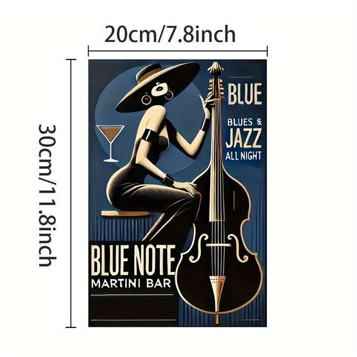 1pc  Vintage Blue Note Jazz Club Canvas Print Poster Frameless Wall Art Decor with Retro Style