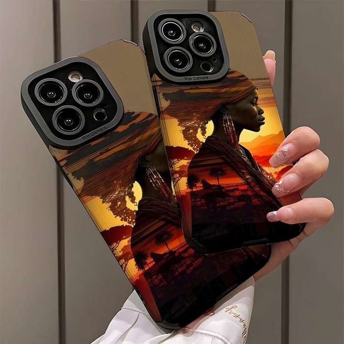 1Pc Mixed Color For iPhone 13 African Women Phone Casee