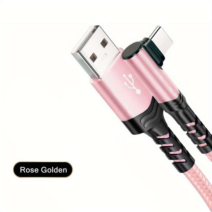 1pc Type C Charger Fast Charging 100cm Right Angle USB to USB C Cable Braided USBC Charger for