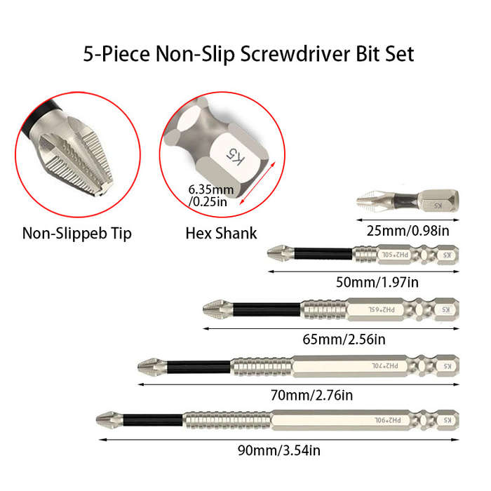 Screwdriver Bit Tool Set Quantity 5 Piece
