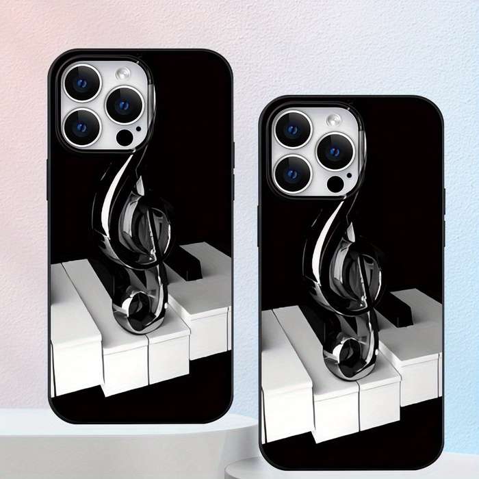 1Pc Black For iPhone 12 Pro Max Piano Music Symbol Phone Case
