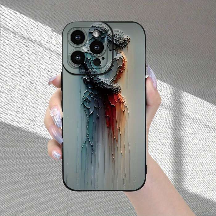 1Pc Black For iPhone 13 Pro Max Couple Pattern Phone Case