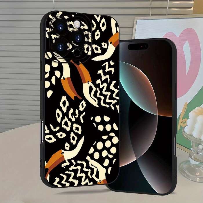 1Pc Black For iPhone 13 Mini African Style Feather Phone Case