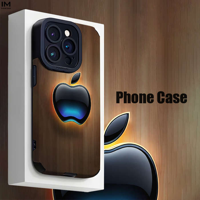 1Pc Black For iPhone 13 Pro Apple Logo Glow Pattern Phone Case