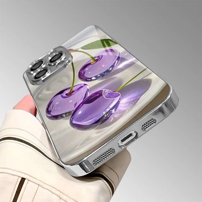1Pc Mixed Color  For iPhone 12 Pro Crystal Cherry Pattern Phone Case