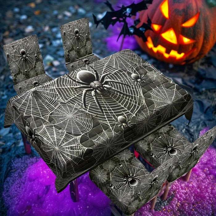 Halloween tablecloth decoration size 5pcs 1 tablecloth add 4 chair covers