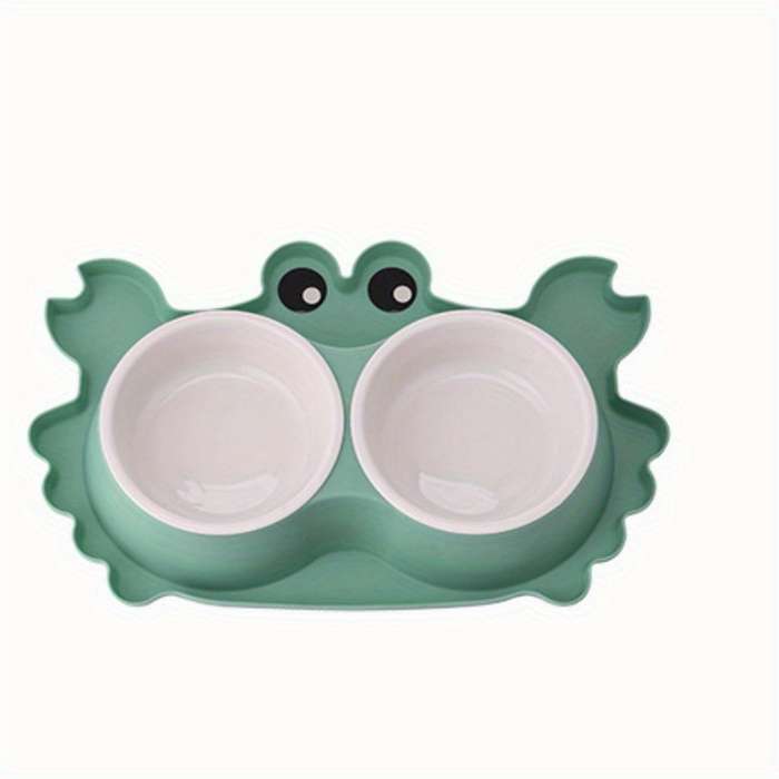 Pet Supplies Color Green Size Plastic Double Bowl