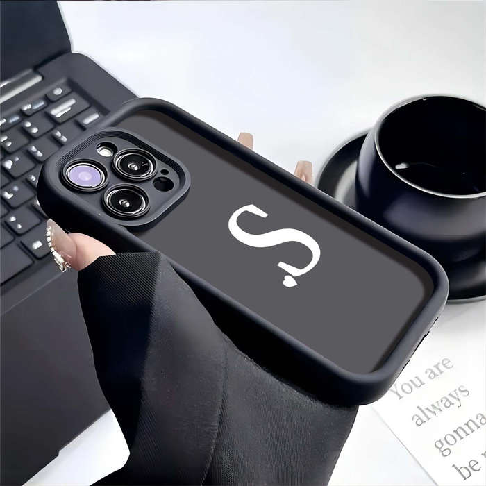 1Pc Black For iPhone 12 Pro Max English Letter Pattern Phone Case