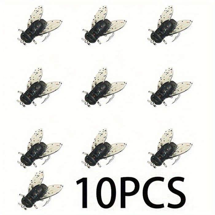 10pcs Bionic Fly Fishing Bait with Wings High-Quality PVC Popper Lures Artificial Insect Bai
