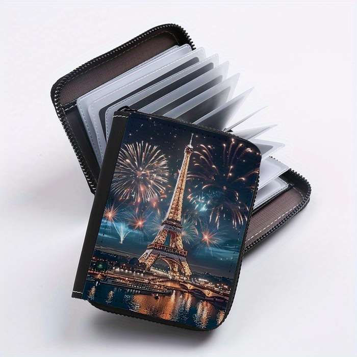 1pc Paris Eiffel Tower Single-Sided Print Clutch Bag with 24 Card Slots And Multiple Card Inser