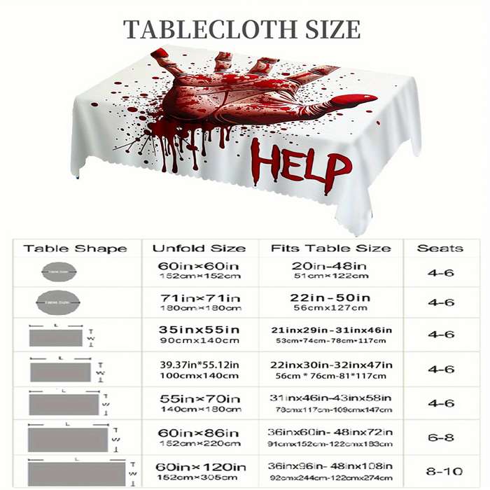 Halloween tablecloth decoration size 152cm x 152cm or round