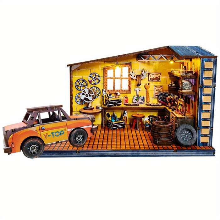 Building Toy Architectural Model Toy Set Style Yu Meng Auto Repair Shop