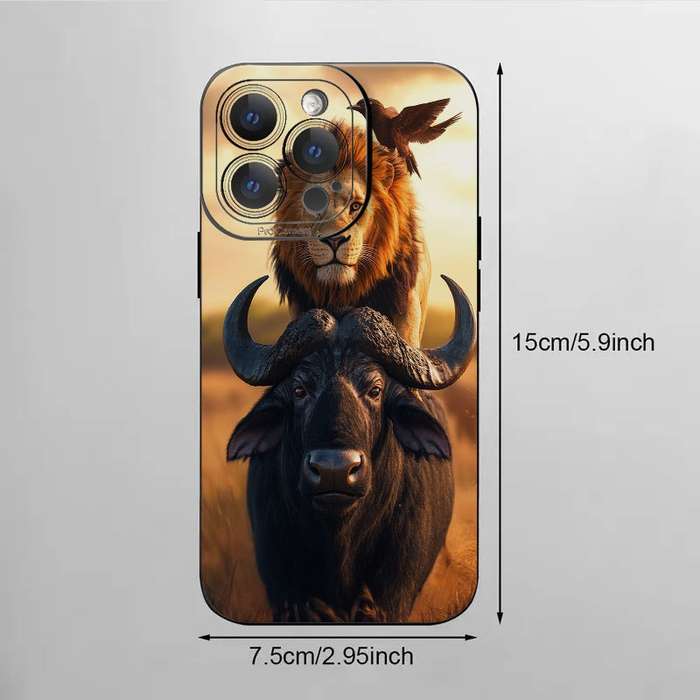 1Pc Black For iPhone 6 Plus African Lion Buffalo Phone Case